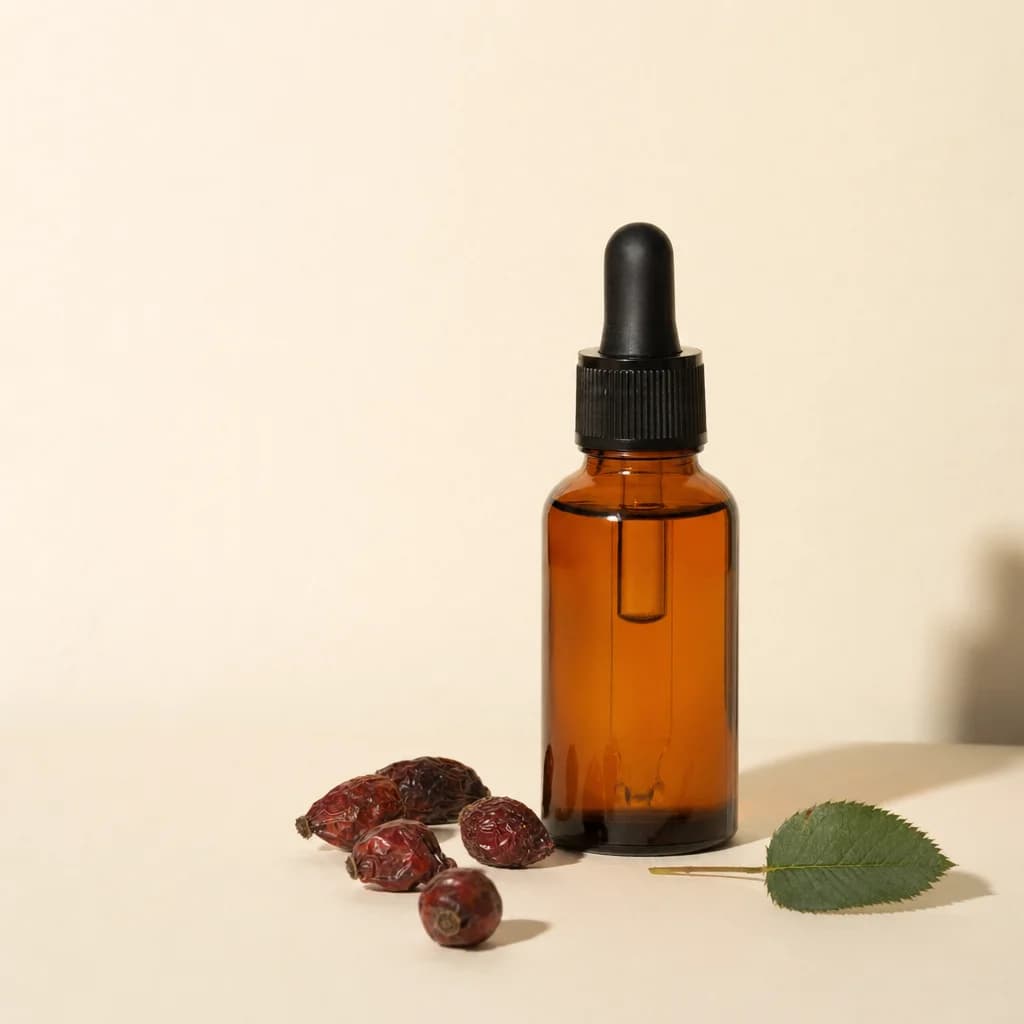 Rosehip seed oil bottle